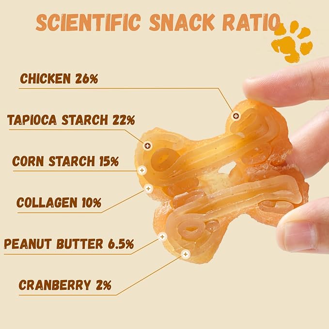 Dog Treats Chicken Wrapped Peanut Butter Bones 2.5'', Easily Digestable Dog Chews Rawhide Free Grain Free, Chewy Training Treats Snacks for Small Medium Large Dogs, 10.6 oz