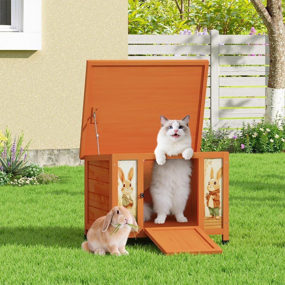 COZIWOW 24in Wooden Cat House Outdoor & Indoor Pet. Sized and styled for real homes, not just a listing photo.