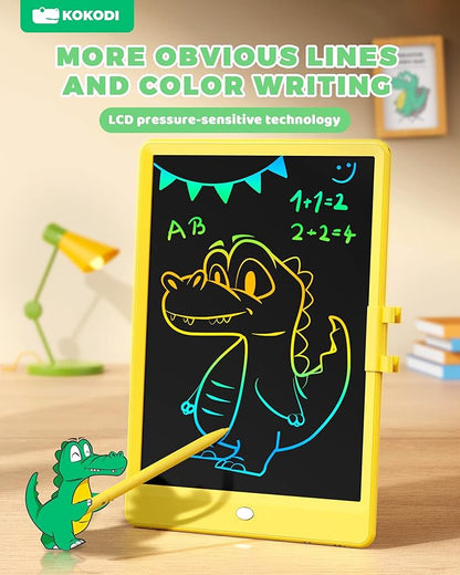 KOKODI LCD Writing Tablet, 10 Inch Colorful Doodle Board Drawing Tablet, Erasable Reusable Electronic Drawing Pads, Educational and Learning Toy for 3-6 Years Old Boy and Girls