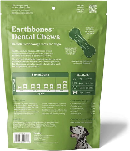 Earthbones Dental Chews for Dogs 50lbs+, 30 Bones