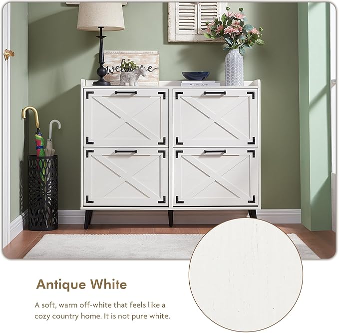 Shoe Storage Cabinet, Farmhouse Shoe Organizer