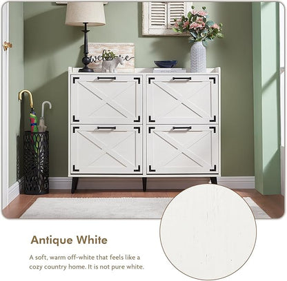 Shoe Storage Cabinet, Farmhouse Shoe Organizer
