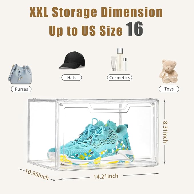 5 Pack Clear Stackable Shoe Organizer Box