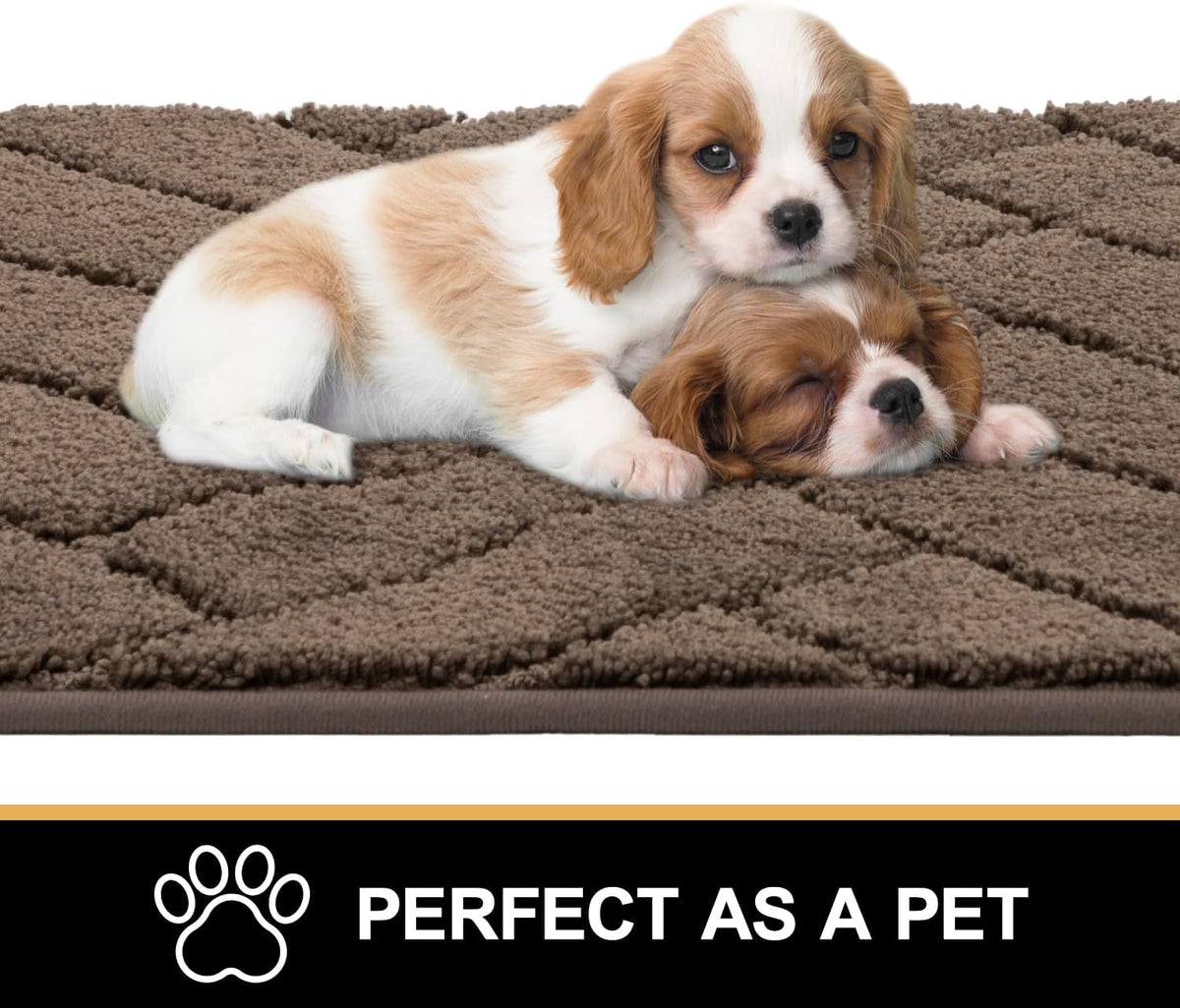 Tindbea Dog Mat for Muddy Paws,Absorbs Moisture Dirt Non-Slip Washable Mud Mat for Dogs,Soft Rubber Backing Front Inside Pet Rug for Entryway, Mud Dog Paws, Patio(20"x48",Latte)