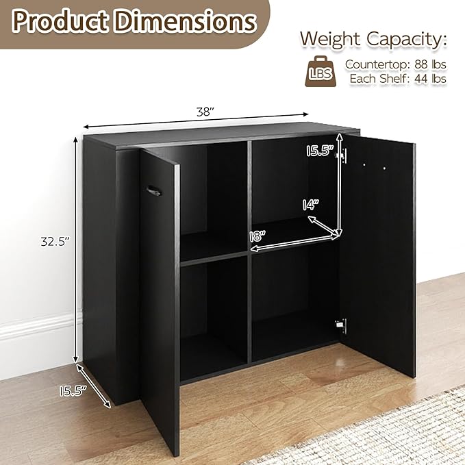 Giantex Modern Storage Cabinet, Anti-Tipping Device, Sturdy Metal Hings