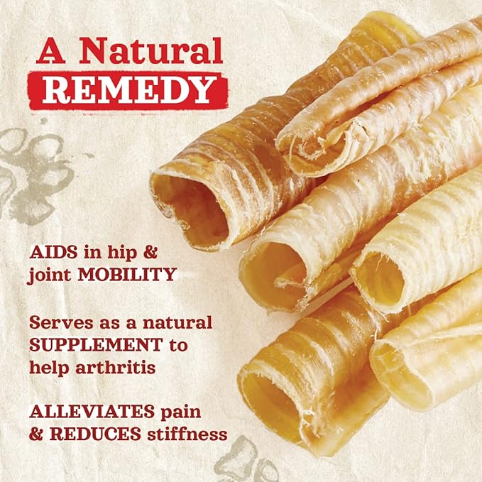 Natural Farm Beef Trachea for Dogs (6 Inch, 6 Pack)- 100% Beef,Odor Free Trachea Dog Chews- Glucosamine & Chondroitin for Joint & Hip Mobility, Bone Strength- Low-Fat Crunchy & Crispy- for All Dogs