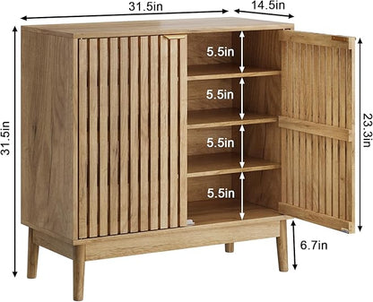 Shoe Cabinet with 2 Doors and Shelves, 4-Tier Shoe Cabinet Storage
