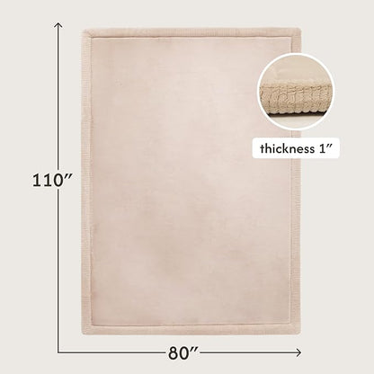Hakuna Matte CloudSoft Baby Play Mat for Floor 80" x 110" Beige – Coral Velvet Memory Foam Rug for Crawling & Cozy Play – Non-Slip, Water-Resistant, Easy-CareTummy Time Mat, Playmat for Playpen
