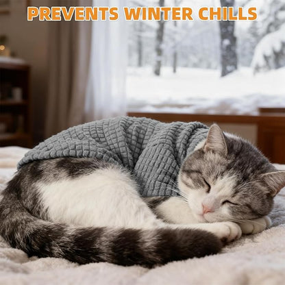 KOOLTAIL Cat Sweater for Sphynx - Soft Fleece Sweaters for Cats Only, Elastic Pet Clothes with Sleeves, Thick Winter Warm Cold Weather Apparel for Hairless Cat, Puppy Pajamas for Small Dogs, Grey M