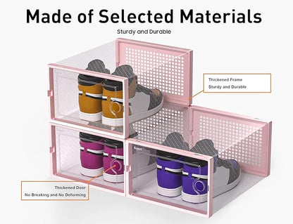 Kuject X-Large Shoe Storage Boxes Organizers Clear Plastic Stackable 12 Pack