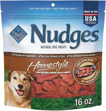 Blue Buffalo Nudges Homestyle Natural Dog Treats Chicken and Bacon, 16-oz Bag