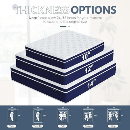 King Size Mattress, 12 Inch Hybrid King Mattress in a Box, Gel Memory Foam and Pocket Coils Innerpring Mattresses with Ergonomic Design, Cooler Sleep with Pressure Relief and Support, 76"*80"*12"