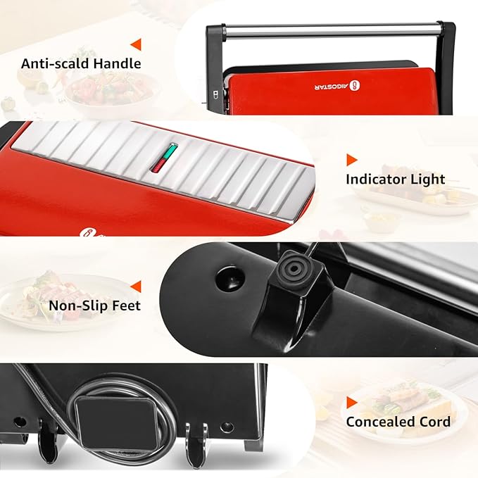 Panini Press Grill, Aigostar 1000W Sandwich Maker