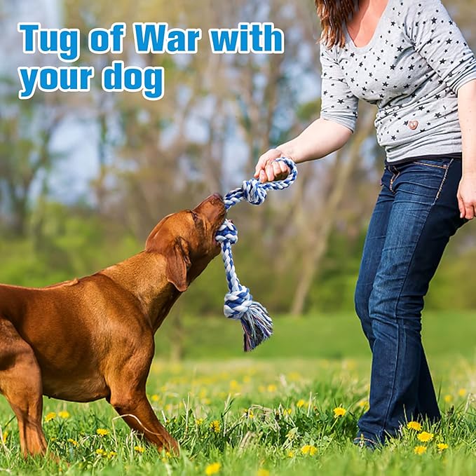 UPSKY Dog Rope Toys 2 Nearly Indestructible Dog Toys for Medium to Large Breed, Dental Cleaning Chew/ Tug Toy for Boredom, Dog Grinding Teeth for Aggressive Chewers