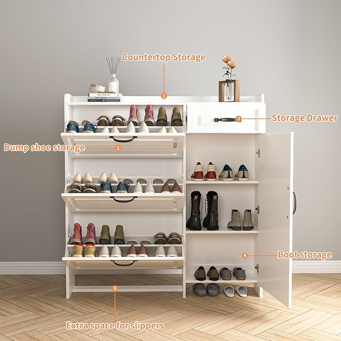Shoe Cabinet for Entryway, Freestanding Shoe Storage Cabinet