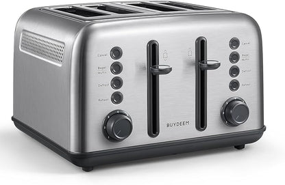 BUYDEEM DT640 Retro 4 Slice Toaster, 7 Shade Settings, Extra Wide 1.5'' Slots