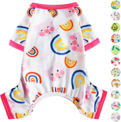 Dog Pajamas Pjs Spring Summer Dog Clothes for Small Dogs Girl - Boy - Medium Size Dogs, Soft Stretchy Puppy Clothes Doggie Onesies Cat Pet Jammies Outfit (Pig Pink, Medium)