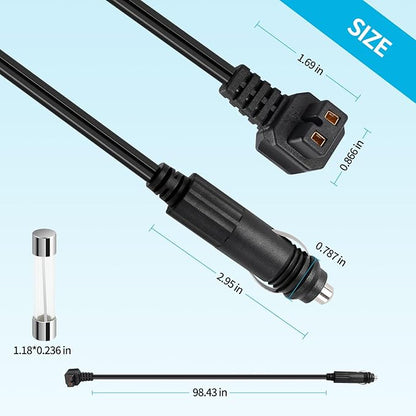 12V/24V DC Power Cord for Car Fridge Freezer、Portable Car Refrigerator，12 Volt