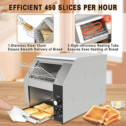 Hakka Commercial Conveyor Toaster, 450 Slices/Hour Heavy Duty Conveyor Toaster