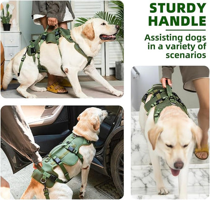 PUPTECK Dog Lift Harness for Medium Large Sized Dog, Rehabilitation Sling for Hind Leg Support, Multifunctional Mobility Assistance Harness for Old, Disabled, Joint Injuries, Paralysis Dog, Green XL