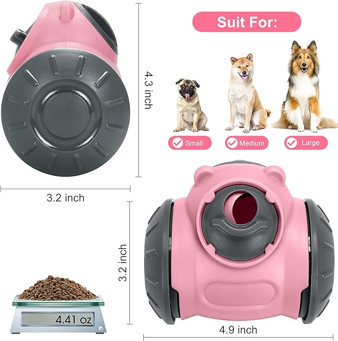 Treat Dispensing Dog Toys, Interactive Dog Treat Toy for Boredom to Keep Them Busy, Adjustable and Durable Dog Puzzle Toy for Small/Medium/Large Breed Dogs Pink