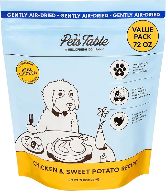 The Pets Table Small Batch Air Dried Dog Food for Dogs Large, Medium and Small | Puppy Dog Food, Adult Dog Food, Senior Dog Food | Chicken & Sweet Potato 4.5 lbs / 72 oz Bag