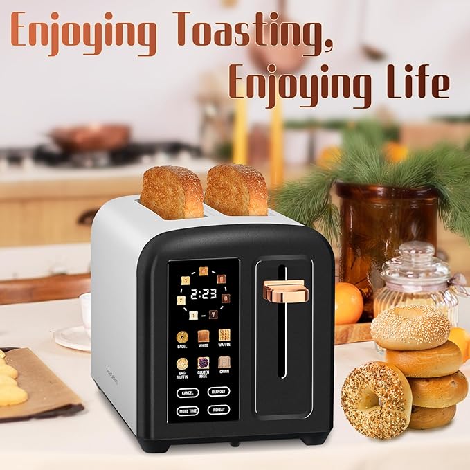 SEEDEEM Toaster 2 Slice with Touch Screen, Faster Heating Speed, 7 Shade Setting