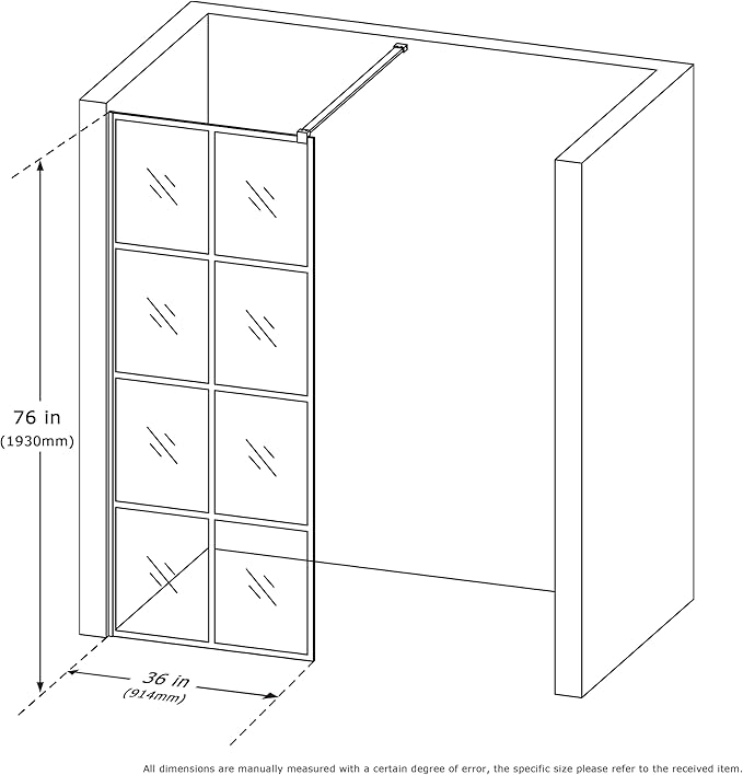 Mainzel 36" W x 76" H Fixed Shower Glass Panel, Frameless 3/8" ANSl Tempered