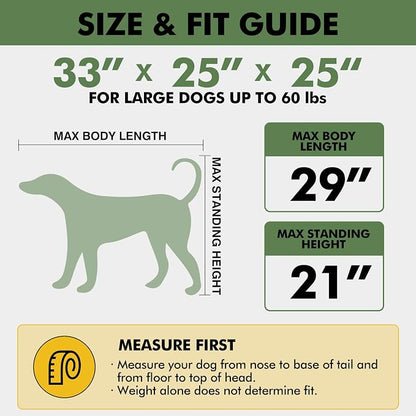 Veraste 33" Soft Collapsible Travel Dog Crate for Medium Large Dogs,Grey | 4-Door Foldable Travel Crate,breathable mesh, foldable with storage bag