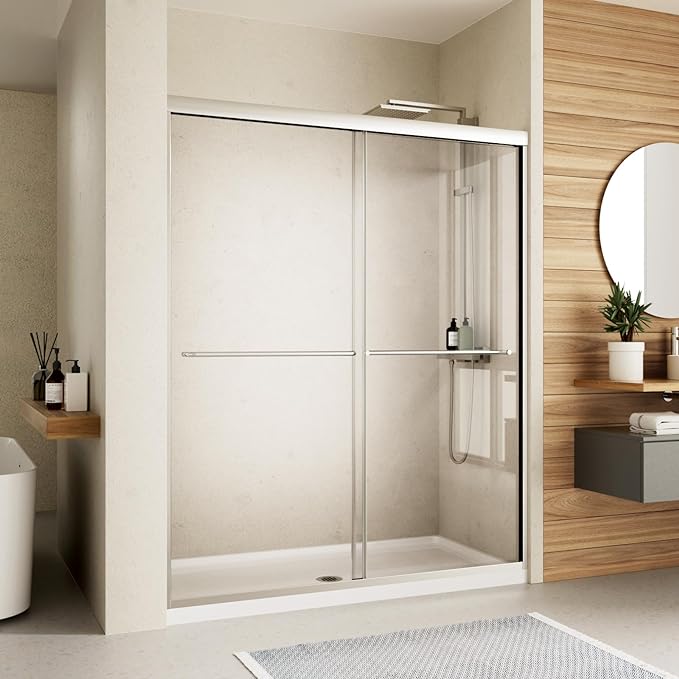 Sliding Shower Door, Royal Guard 50-54" W x 70" H Semi-Frameless Double Sliding
