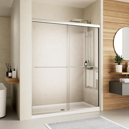 Sliding Shower Door, Royal Guard 56-60" W x 70" H Semi-Frameless Double Sliding