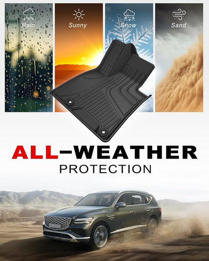 Floor Mats for Genesis GV80 2021-2025 5 Seats Only (Not for Coupe), All Weather TPE Floor Liners Cargo Mat with Backrest Mat GV80 Accessories Odorless Anti-Slip Cargo Tray with Back Seat Protector