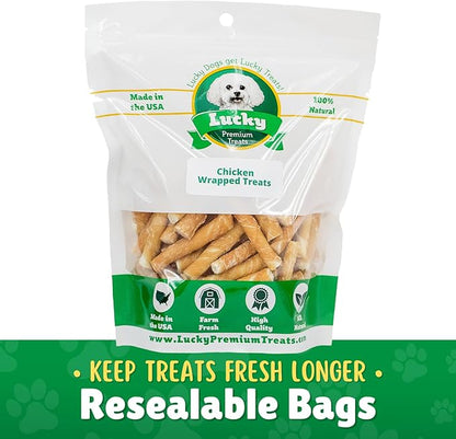 Chicken Wrapped Rawhide Dog Treats for Toy Dogs Under 25 lbs. – 80ct. Rawhide Chew Sticks – Limited Ingredient Long Lasting Chews Made in The USA with Natural Chicken and Beef Hide Twists
