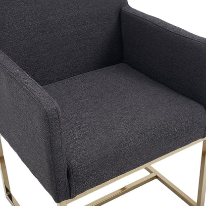 BESTANO Upholstered Dining Chairs with Armrest Set of 2 Mid Century Modern Accent Chairs Armchairs with Gold Metal Frame, Modern Kitchen & Dining Room Chairs, Charcoal