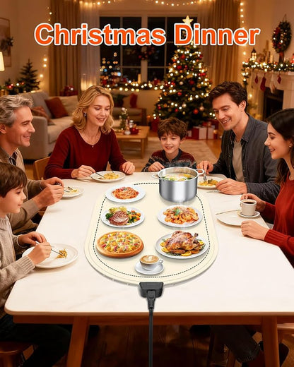 Warming Mat for Food with Adjustable Temperature Timer, 10S Fast Heating