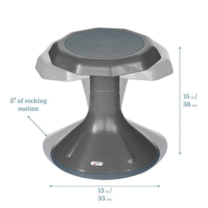 ECR4Kids ACE Active Core Engagement Wobble Stool, 15-Inch Seat Height, Flexible Seating, Grey