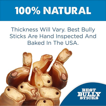 Best Bully Sticks Natural Jumbo Bully Sticks for Large Dogs - 6 Inch, 4 Count (Pack of 1) - 100% Free-Range Grass-Fed Beef, Single-Ingredient, Grain and Rawhide Free Long Lasting Dog Chews