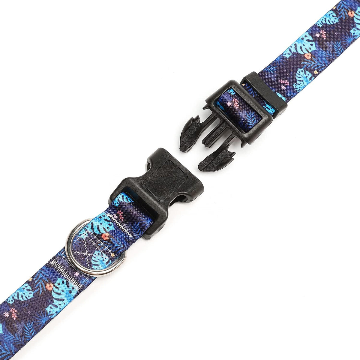 Mercano Adjustable Dog Collar - Special Design Patterns, Soft Nylon Comfortable Durable Pet Collar for Small Medium Large Dogs (L, Monstera)
