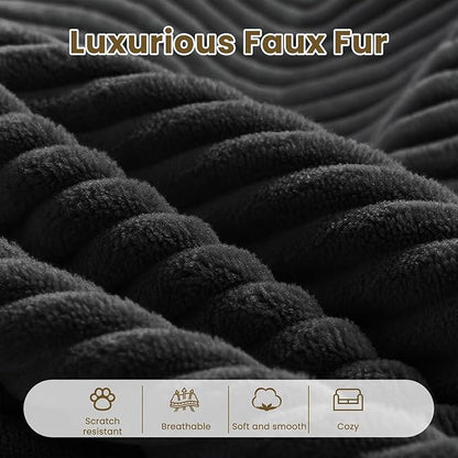 Oversize 131” Boneless Couch for Living Room, Comfort L Shaped Cloud Couch Sectional, Extra Deep Seats Corduroy Modular Sectional Sofa No Assembly,Black