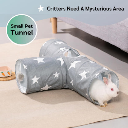 JanYoo Guinea Pig Tunnel 3 Way Guinea Pigs Hideout Foldable Small Animal Hideaway Play Tube Toys for Bunny Rabbit Hedgehogs Hamster Chinchilla Ferret Accessories