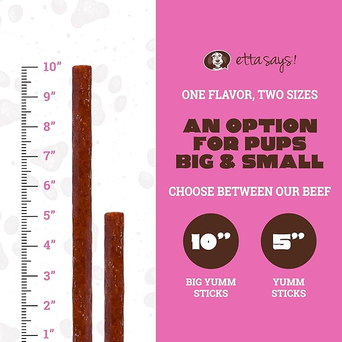 etta says! Big Yumm Sticks - Real Meat Pork Dog Jerky Treats - Human Grade - Made in The USA (12 Count Pack of 1)
