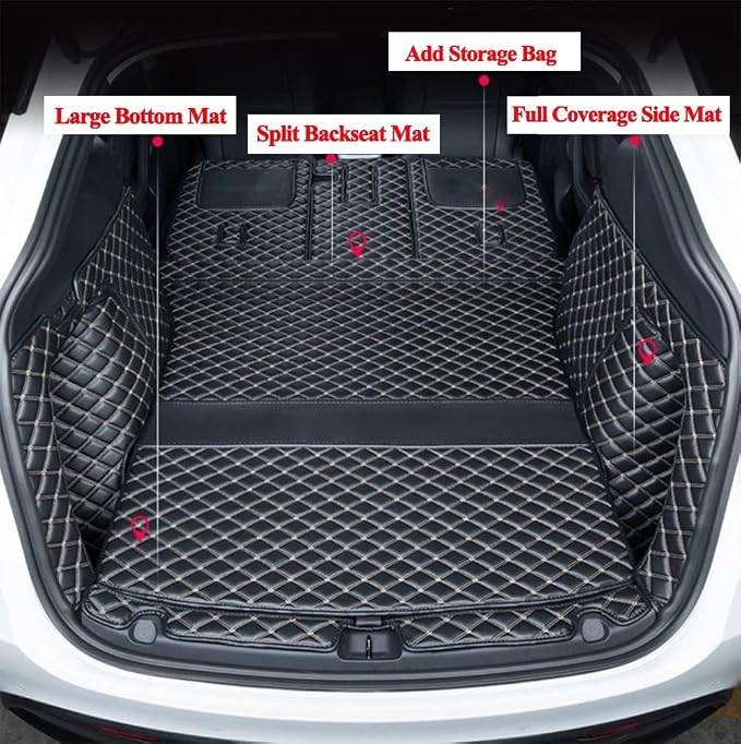 for BMW X7 2+3+2 Seater Trunk Mat Cargo Cover Dog Liner Boot Liner Full Coverage Leather 3D Laser Measured (Trunk Mat+2nd Row Backrest Mat+3rd Row Backrest Mat+Both Sides Panel) (Coffee