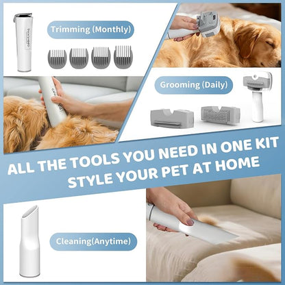 Dog Grooming Vacuum,6-in-1 Pet Grooming Kit,13000Pa,2L Dust Cup | Low Noise <55dB, Steam Brush for Shedding, Clipper & Grooming Kit, Professional for Dogs Cats, Home Cleaning Use