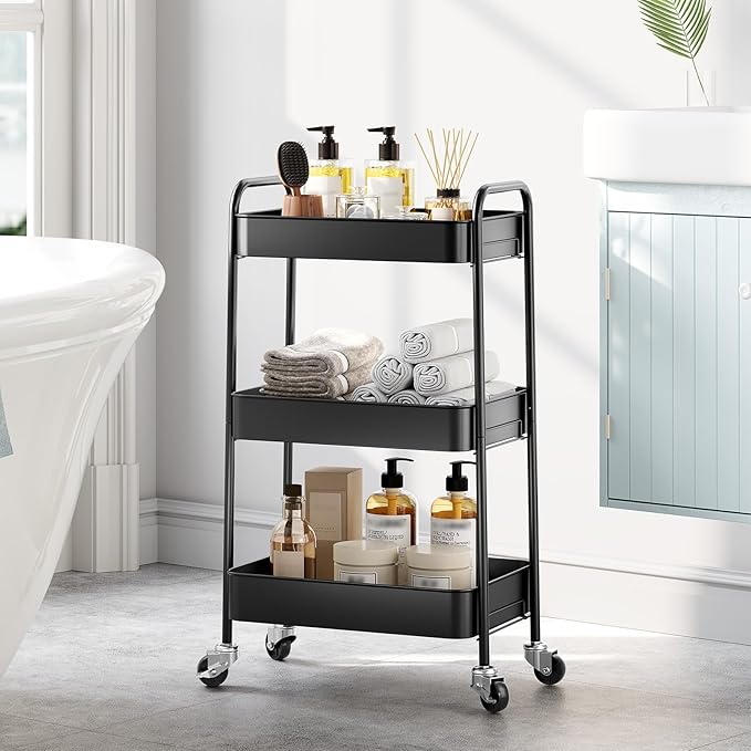 TOOLF 3-Tier Metal Rolling Cart