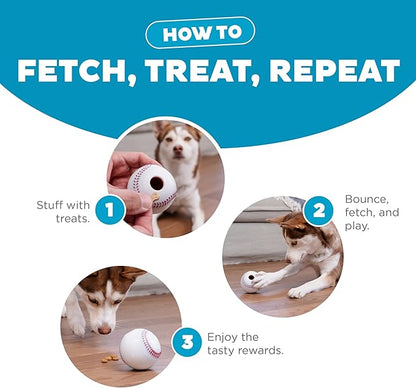 Outward Hound by Planet Dog Baseball, Durable Treat-Dispensing Dog Ball, Interactive Fetch Toy, Orbee-Tuff, Mint Scented, BPA-Free, for Indoor & Outdoor Play, White