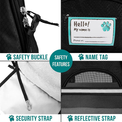 PetAmi Airline Approved Pet Carrier for Cat, Soft Sided Dog Carrier for Small Dogs, Cat Travel Supplies Accessories for Indoor Cats, Ventilated Pet Carrying Bag Medium Large Kitten Puppy, Large Black
