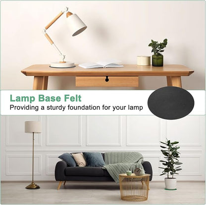 30-Pack Lamp Base Felt, 3.5 Inch Dia. 2mm Thick Self Adhesive Round Fabric Felt Pads for Lamp/Furniture/DIY, Non-Slip Fiber Backed Patch Circles with Adhesive Backing [Black]