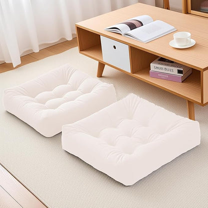 Tikuns Floor Pillow, Large Cushions (4, Beige, 22x22x6 Inch)