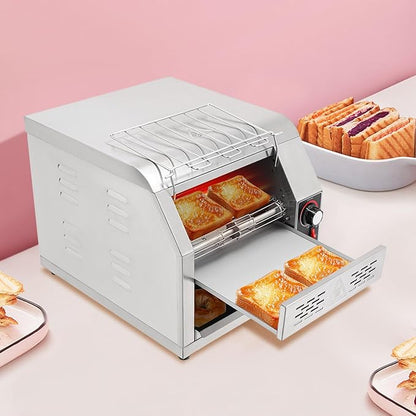 1900W Commercial Conveyor Toaster, 1-7 Gears Electric Stainless Steel