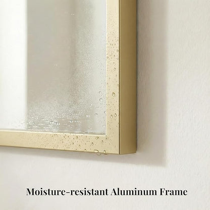 40"x30" Gold Wall Mirror, Metal Framed Bathroom Vanity Mirror, Large